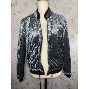 Crushed Blue Velvet‎ Zip Up Jacket Size Medium